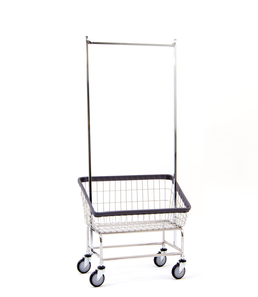 200S56 Large Capacity Front Load Laundry Cart w/ Double Pole Rack